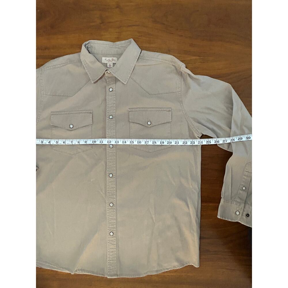 Khaki Turtle Bay Cotton Twill Western Long Sleeve Button Down Shirt - (Men's L) - Picture 8 of 10